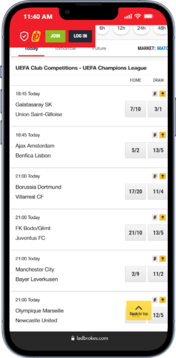Ladbrokes Football Betting Markets&nbsp;