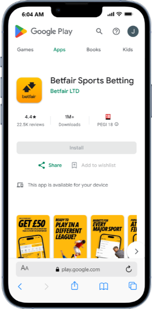 Betfair app: available devices & usability review