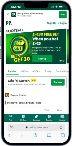 Football betting with Paddy Power
