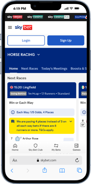 Horse Racing betting with Sky Bet
