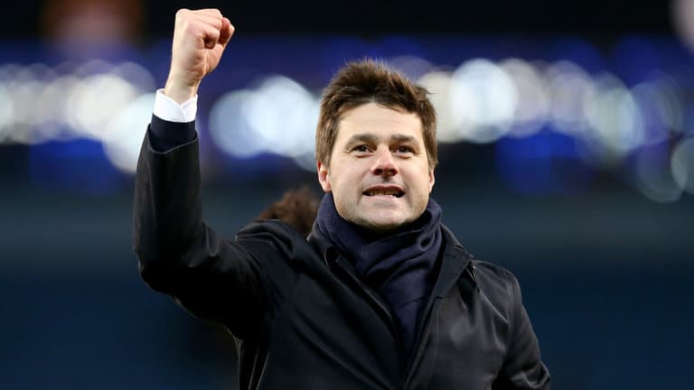 Mauricio Pochettino celebrates at Tottenham