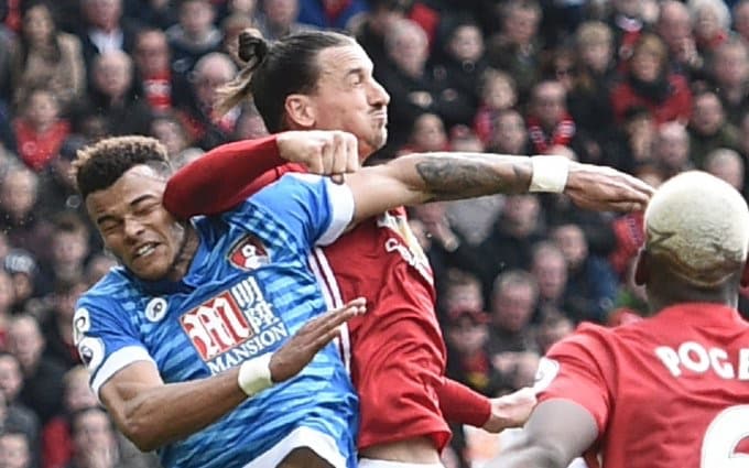 Zlatan Ibrahimovic elbow on Tyrone Mings