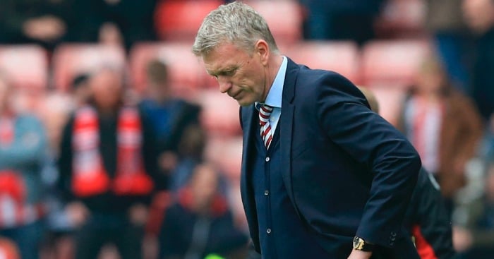 Sunderland's Scottish manager David Moyes reacts after Bournemouth score during the English Premier League football match between Sunderland and Bournemouth at the Stadium of Light in Sunderland