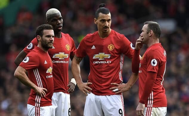 Juan Mata, Paul Pogba, Zlatan Ibrahimovic,Wayne Rooney