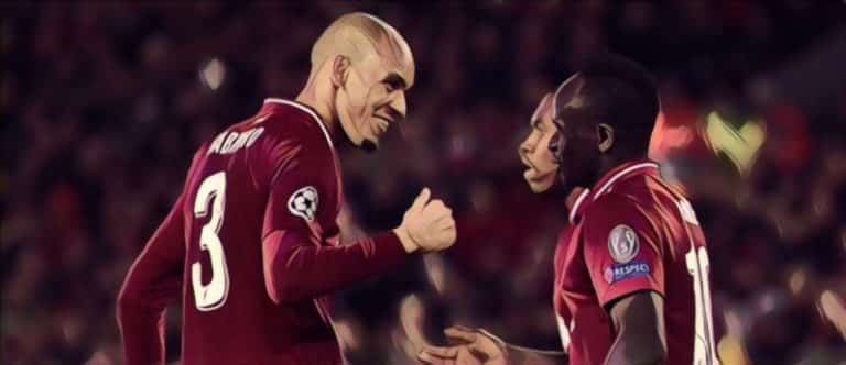 Liverpool's Fabinho and Daniel Sturridge