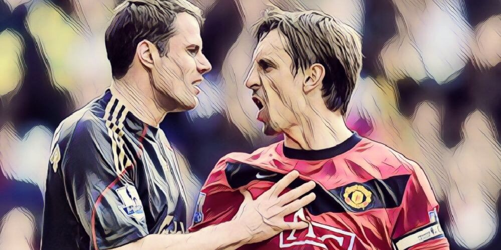 Jamie Carragher and Gary Neville, Manchester United v Liverpool