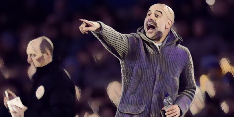 Man City manager Pep Guardiola against Everton