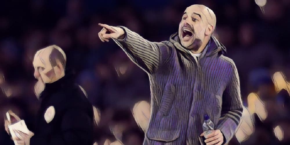 Man City manager Pep Guardiola against Everton