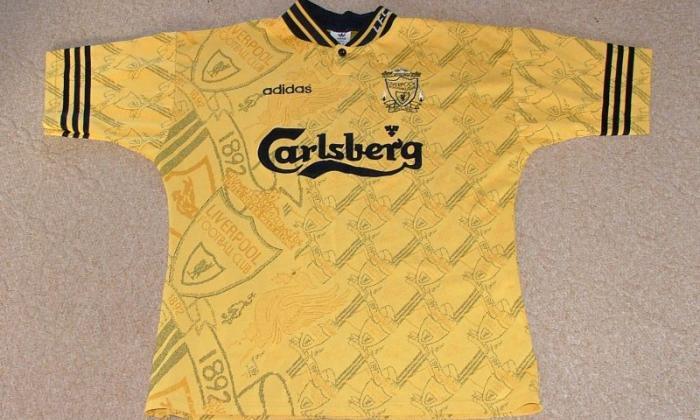 liverpool yellow kit 90s