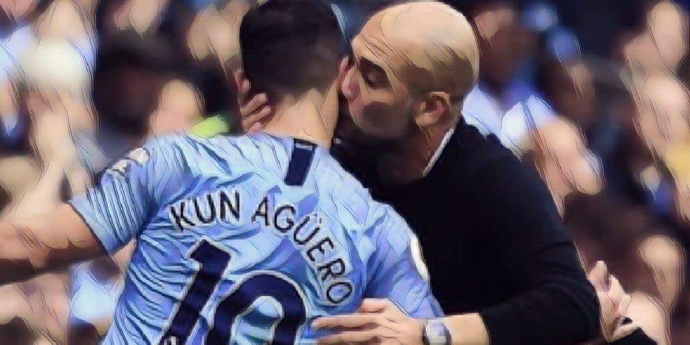 Sergio Aguero Pep Guardiola Manchester City