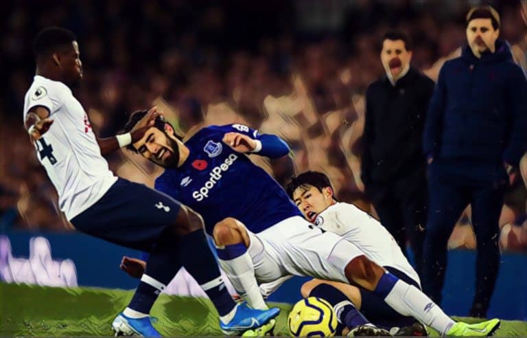 heung min son tackle andre gomes everton spurs