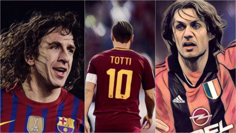 greatest one club men european football totti maldini puyol
