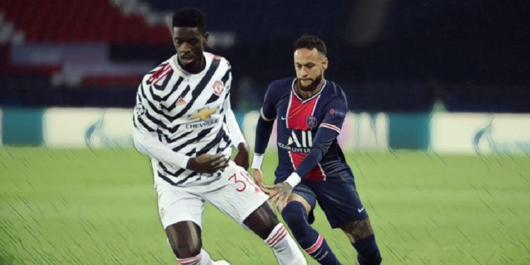 Axel Tuanzebe and Neymar, Man Utd v PSG