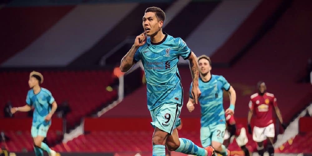 liverpool forward roberto firmino scores against manchester united