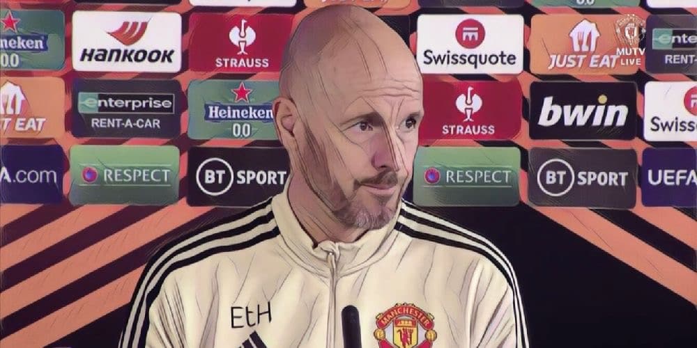 Manchester United manager Erik ten Hag conducts a pre-match press conference