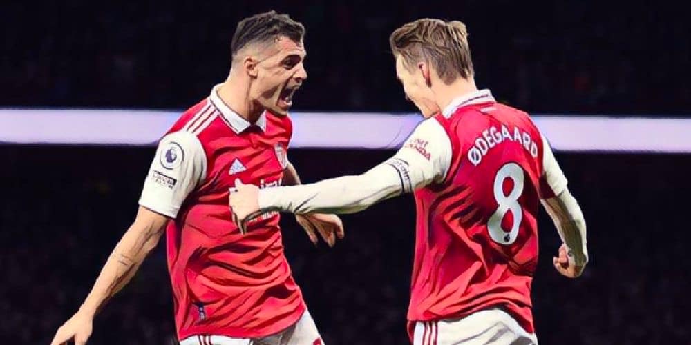 arsenal midfielders granit xhaka and martin odegaard