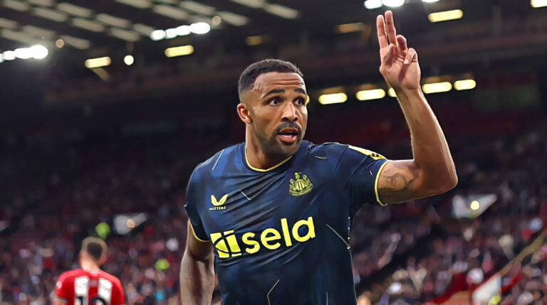 Callum Wilson of Newcastle United celebrates after scoring a goal to make it 0-4 during the Premier League match between Sheffield United and Newcastle Utd at Bramall Lane on September 24, 2023
