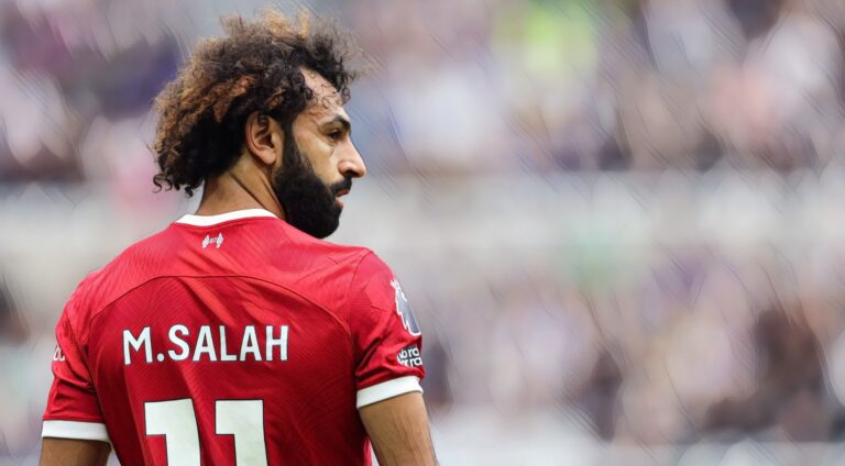 Mohamed Salah of Liverpool during the Premier League match between Newcastle United and Liverpool FC at St. James Park on August 27, 2023
