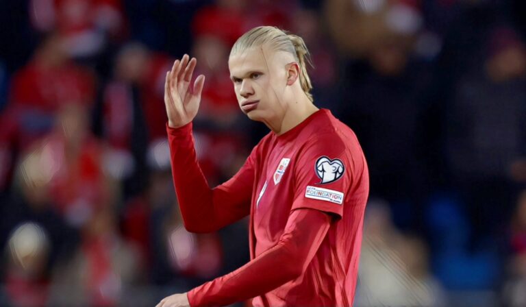 Erling Haaland of Norway disappointed during the EURO Qualifier match between Norway v Spain at the Ullevaal Stadium on October 15, 2023.
