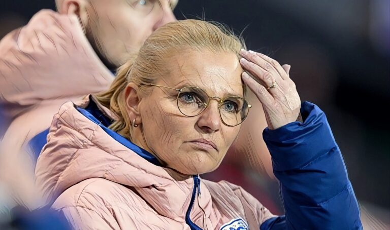 England coach Sarina Wiegman ahead of the UEFA Nations League women's match between Belgium and England at the Den Dreef stadium on October 31, 2023 in Leuven, Belgium.