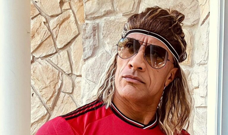 The Rock dressed up as former Man Utd player David Beckham for Halloween.
