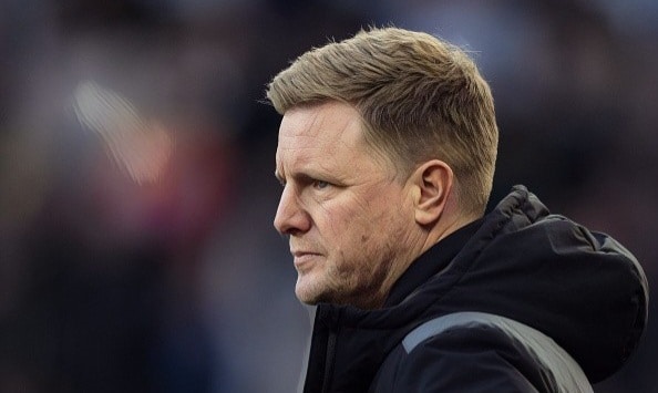 Newcastle United manager Eddie Howe reacts during the English Premier League football match between Newcastle Utd and Nottingham Forest at St James' Park