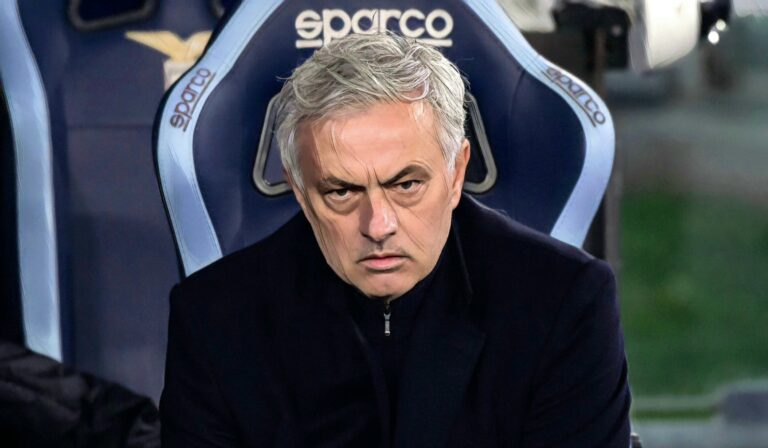 Jose Mourinho manager of AS Roma during the Coppa Italia quarter-finals match between SS Lazio and AS Roma at Stadio Olimpico on January 10, 2024 in Rome, Italy. (Photo by Ivan Romano/Getty Images)