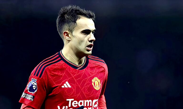 Sergio Reguilon of Manchester United in action during the Premier League match between Man Utd and AFC Bournemouth at Old Trafford on December 09, 2023 in Manchester, England. (Photo by Clive Brunskill/Getty Images)