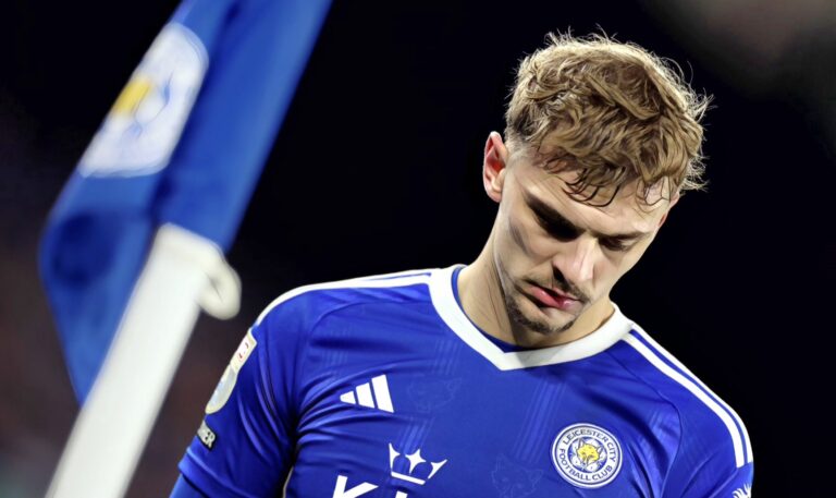 Kiernan Dewsbury-Hall of Leicester City during the Sky Bet Championship match between Leicester City and Ipswich Town at King Power Stadium on January 22, 2024 in Leicester, United Kingdom. (Photo by Plumb Images/Leicester City FC via Getty Images)
