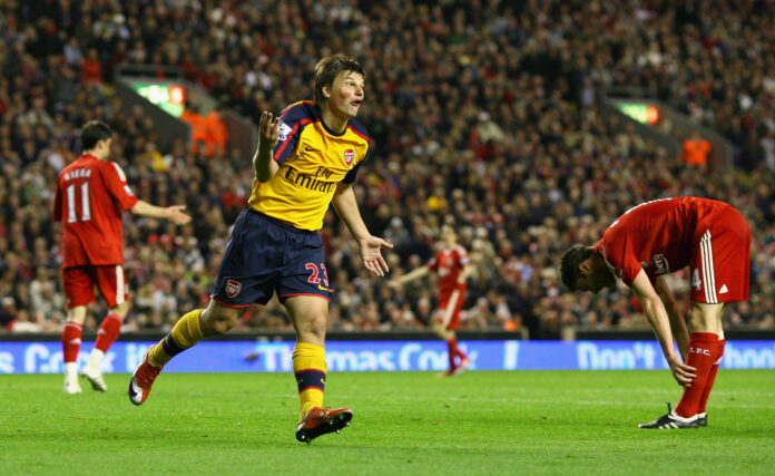 Andrey Arshavin four goals Liverpool vs Arsenal 2009.