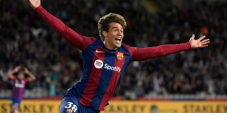 New Chelsea signing Marc Guiu in action for former club Barcelona.