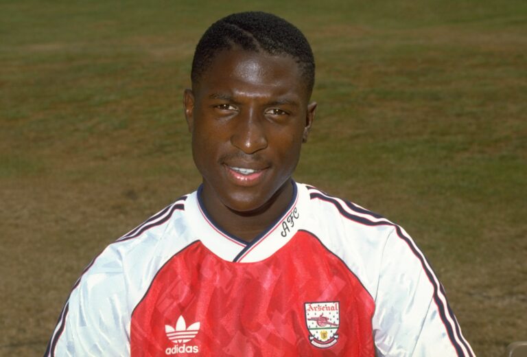 Portrait of Kevin Campbell of Arsenal during a photocall at the Highbury Stadium in London in 1990.