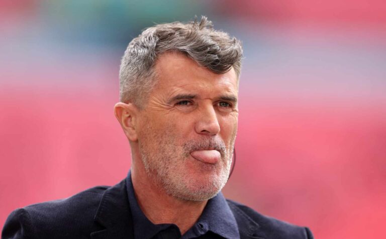Roy Keane looks on prior to the Emirates FA Cup Semi Final match between Coventry City and Manchester United at Wembley Stadium on April 21, 2024 in London, England.