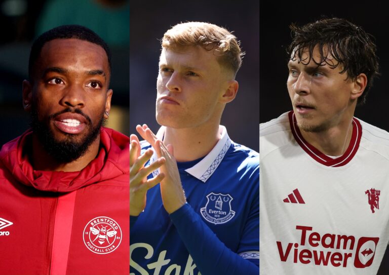England striker Ivan Toney, Everton defender Jarrad Branthwaite and Man Utd centre-back Victor Lindelof.