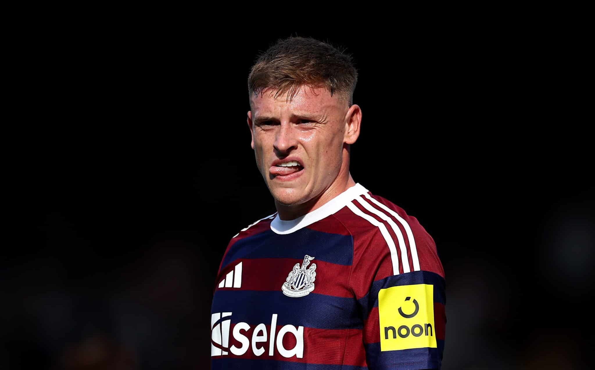 Harvey Barnes of Newcastle United during the Premier League match between Fulham FC and Newcastle United FC at Craven Cottage on September 21, 2024 in London, England.