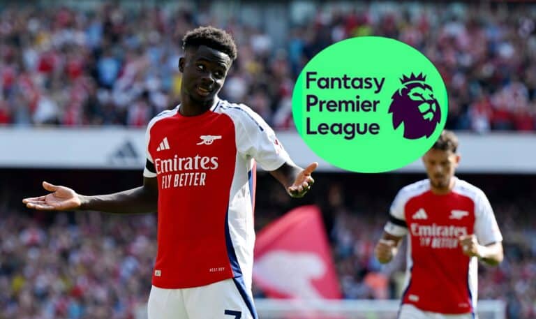 Fantasy Premier League: Arsenal player Bukayo Saka next tp the FPL logo.