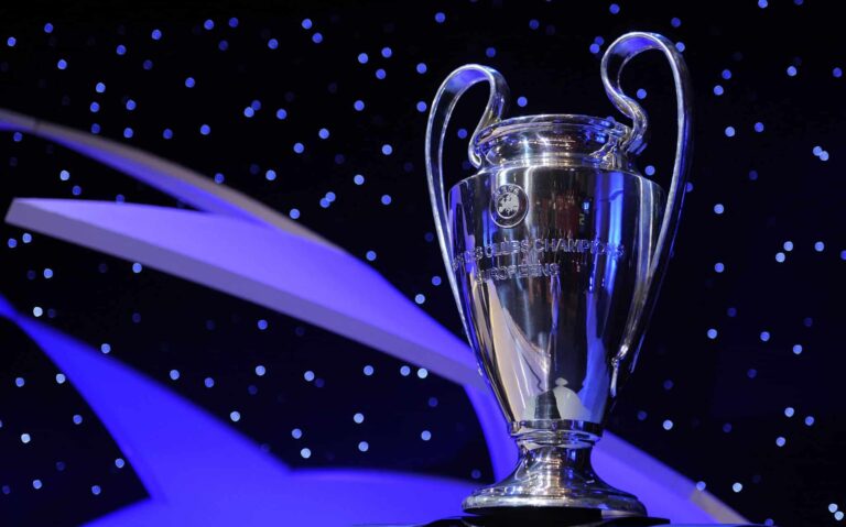 A general view of the UEFA Champions League trophy at the UEFA Champions League Draw for the 2008/2009 season at the Grimaldi Center on August 28, 2008 in Monte Carlo, Monaco.