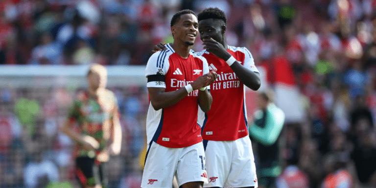 Bukayo Saka has called Arsenal teammate Jurrien Timber a 'top player' and said he is delighted the defender is now 'getting the praise he deserves'.