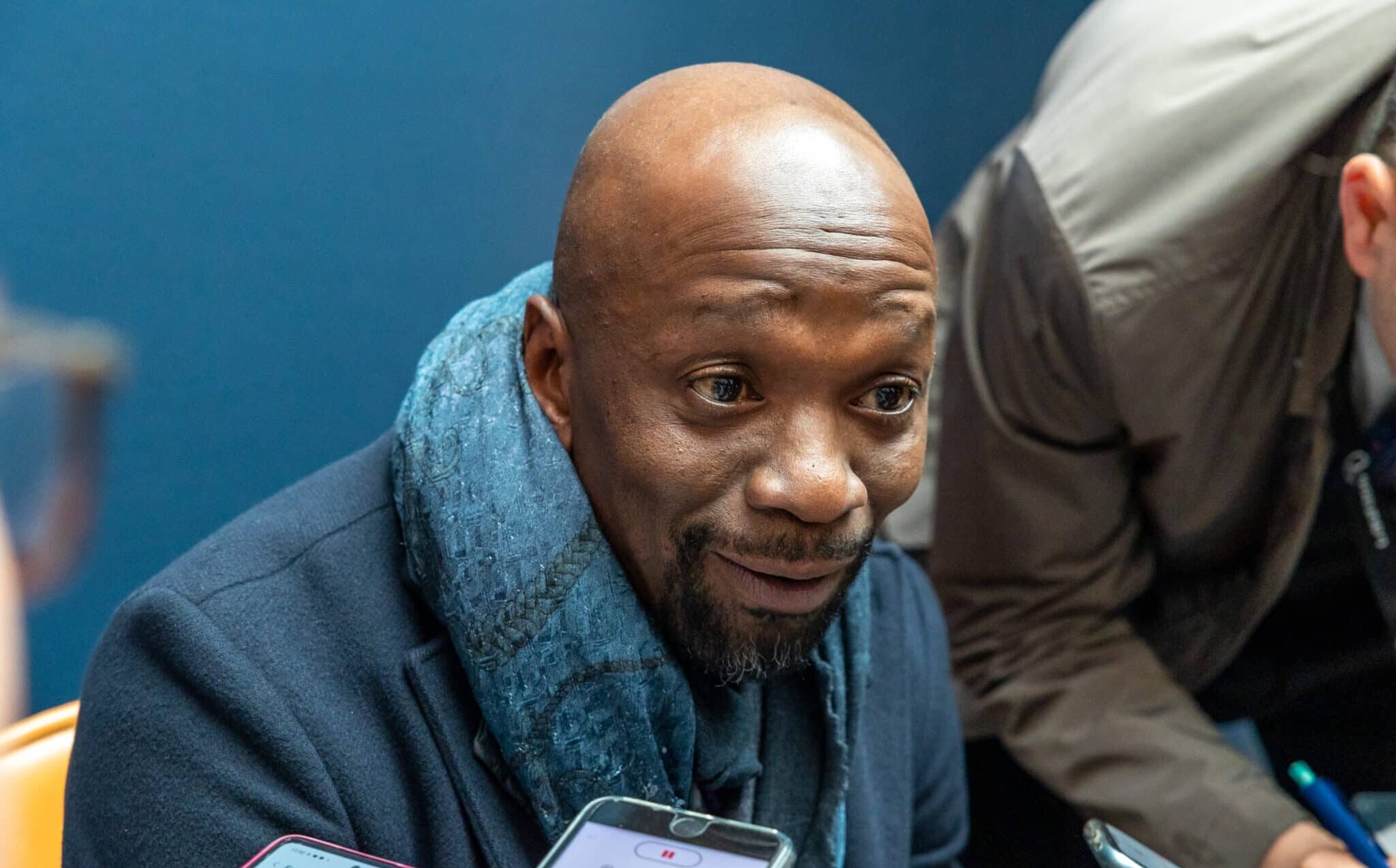 Former Chelsea player Claude Makelele attends a media interview ahead of the 2023 Laureus World Sport Awards Paris at Salles des Tirages on May 08, 2023 in Paris, France.