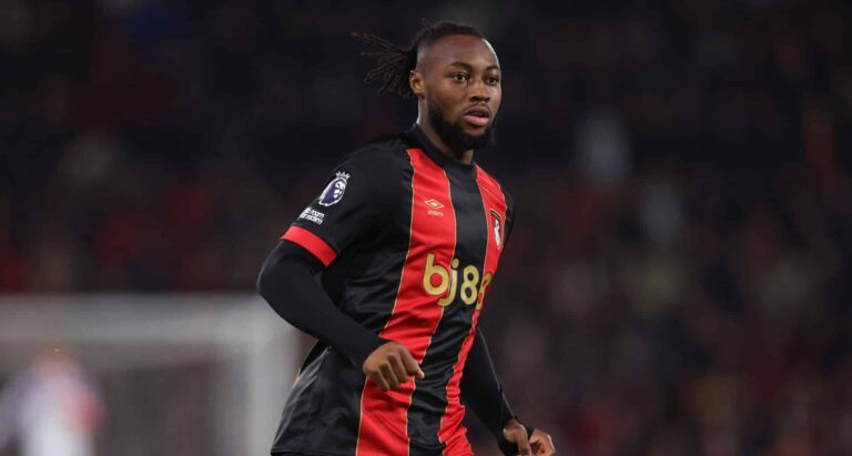 Antoine Semenyo of AFC Bournemouth during the Premier League match between AFC Bournemouth and Southampton FC at Vitality Stadium on September 30, 2024 in Bournemouth, England.