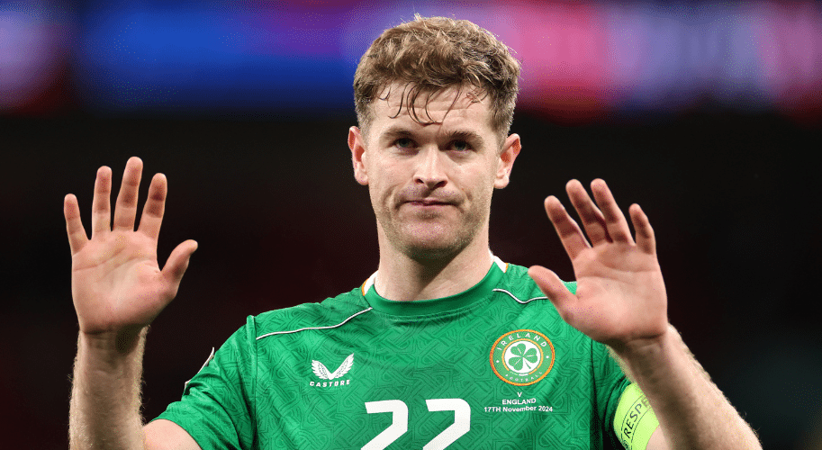 Ireland defender Nathan Collins acknowledges the fans.