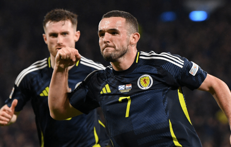 Scotland player John McGinn celebrates a goal.