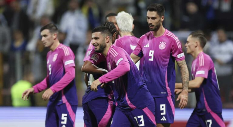 Deniz Undav of Germany celebrates a goal that is later disallowed by VAR during the UEFA Nations League 2024/25 League A Group A3 match between Bosnia and Herzegovina and Germany at on October 11, 2024 in Zenica, Bosnia and Herzegovina.