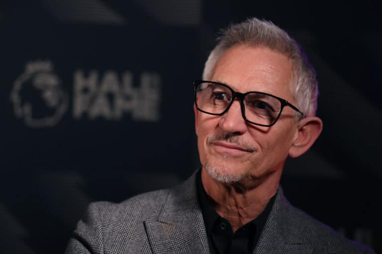 BBC Match of the Day presenter Gary Lineker looks on during the Premier League Hall of Fame 2024 Inductions event at HERE at Outernet on April 23, 2024 in London, England.