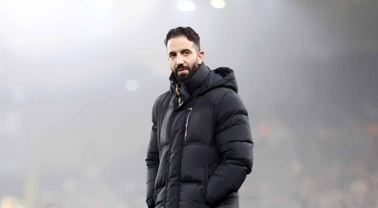Ruben Amorim, Manager of Man Utd, looks on prior to the Premier League match between Wolves and Manchester United FC at Molineux on December 26, 2024 in Wolverhampton, England.