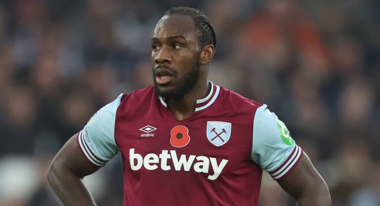 Michail Antonio of West Ham United during the Premier League match between West Ham United FC and Everton FC at London Stadium on November 09, 2024 in London, England.
