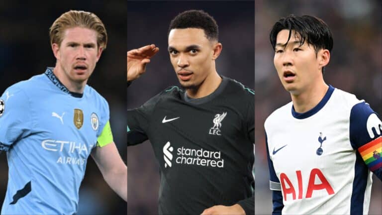 Kevin De Bruyne, Trent Alexander-Arnold and Son Heung-min are all players out of contract in 2025.