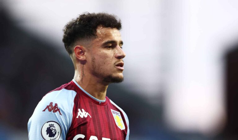 Former Aston Villa and Liverpool player Philippe Coutinho looks on during the Premier League match between Aston Villa and Liverpool at Villa Park on May 10, 2022 in Birmingham, England.