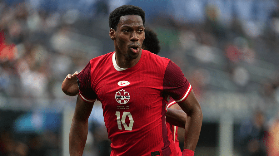 Jonathan David in action for Canada.