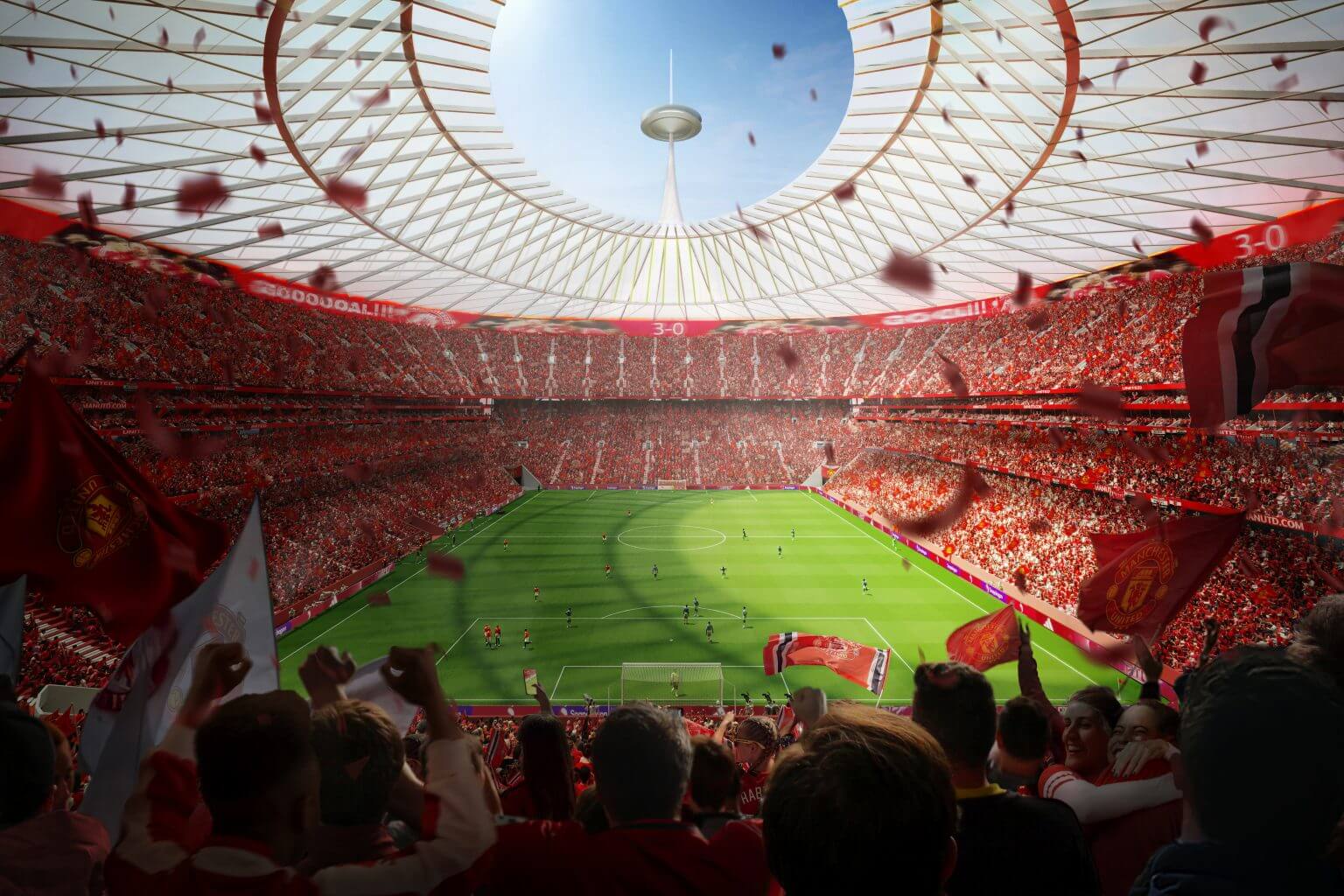 A view from inside the new Manchester United stadium.